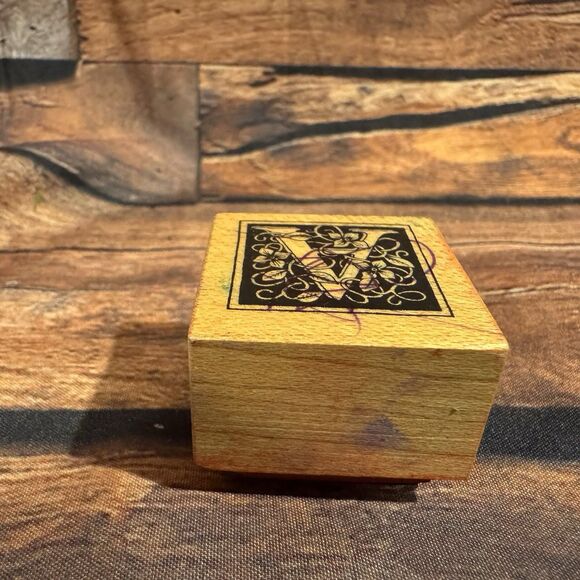 PSX Floral Initial A Letter Monogram Rubber Stamp Wood Block 1996 Crafts Cards - Picture 5 of 9